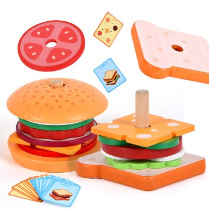 图片 Children's wooden replica house burger fries sandwich set post