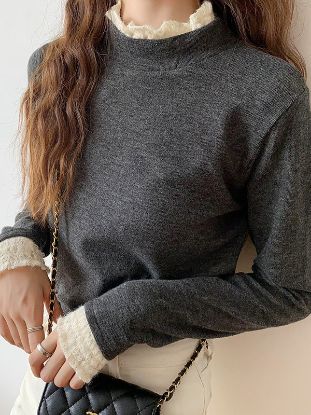 图片 Round neck oversized contrasting autumn and winter casual