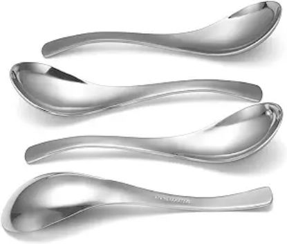 图片 HIWARE Thick Heavy-weight Soup Spoons, High Grade Stainless Steel Soup Spoons, Table Spoons, Set of 6