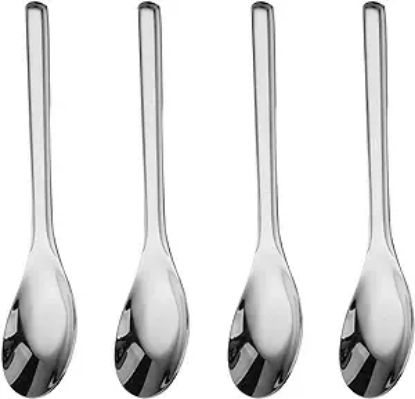 图片 OULIGET Thick Heavy weight Dinner Soup Spoons,Stainless Steel Tablespoons,Chinese Silver Spoon,Heavy Duty Asian Thick Long Handle Spoons,7.1 inches,Set of 4