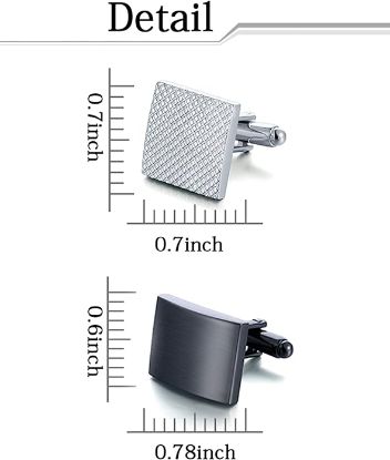 图片 A Ofeiyaa 6 Pairs Cufflinks Classic Striped Disc Square Spherical Knot