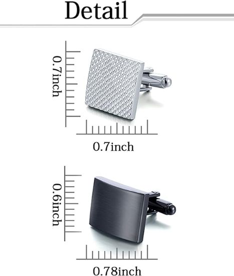 图片 A Ofeiyaa 6 Pairs Cufflinks Classic Striped Disc Square Spherical Knot
