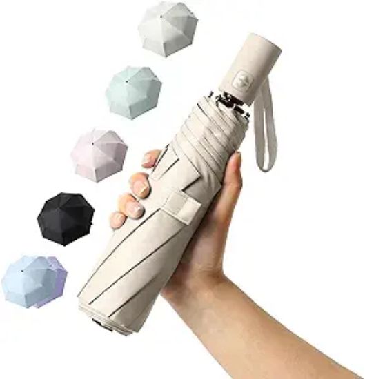 图片 1BAODINI Travel Umbrella for Rain and Sun Windproof Compact Small Umbrella