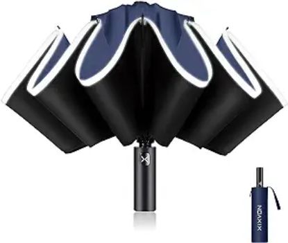 图片 1XIXVON Umbrella Pro | UPF 50+ 99% UV Protection, Reflective Safety Strip, Sturdy Windproof, Travel Portable, Automatic | Reverse Folding Umbrella 