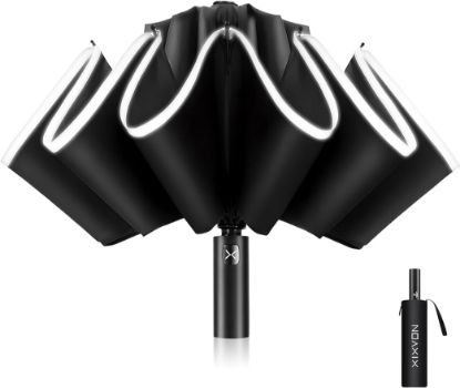 图片 XIXVON Umbrella Pro | UPF 50+ 99% UV Protection, Reflective Safety Strip, Sturdy Windproof, Travel Portable, Automatic | Reverse Folding Umbrella 